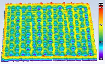 Figure 5: Pressure distribution over the bottom side of the substrate and its bond pad, as imaged [6].