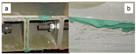 Figure 4.8 Adhesive squeezing out from joints (a) Side view (b) Bottom view fig 4.8